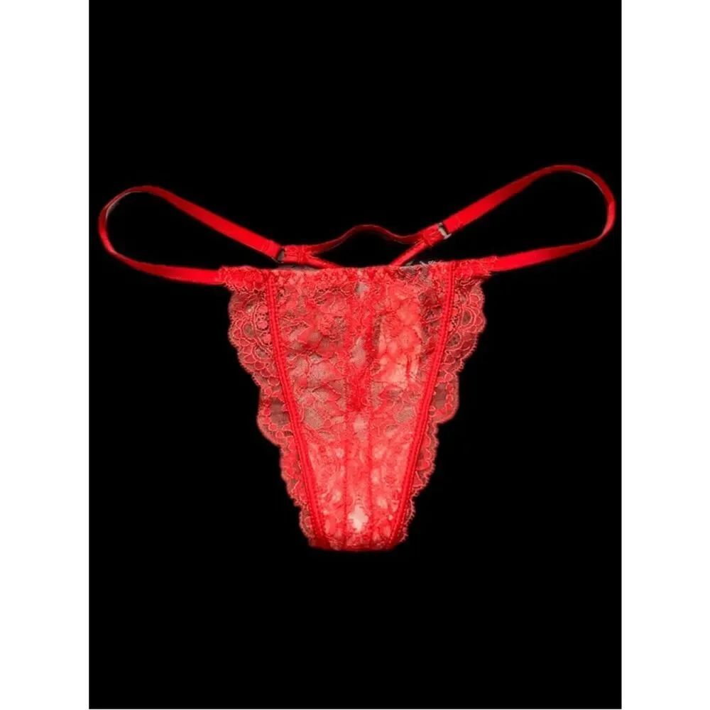 Victoria’s Secret Designer Collection Lace V-string Panty Red Small
